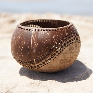 Bougeoirs en noix de coco vintage faits à la main de haute qualité, cadeaux pour décorations de noël - Product Image 1