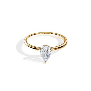 Anillo de Compromiso Solitario con Diamante Cultivado en Laboratorio con Corte Pera, Certificado por IGI, Plata de Ley 925, Anillo de Boda Minimalista - Product Image 1