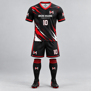 ชุดฟุตบอลยูนิเซ็กซ์ IRON MARK INDUSTRY คอวี แขนสั้น พิมพ์ลายแบบ Sublimation ระบายอากาศได้ดี ผลิตจากโพลีเอสเตอร์ สำหรับผู้ใหญ่ ปรับแต่งชื่อทีมด้านหน้าได้ - Product Image 3