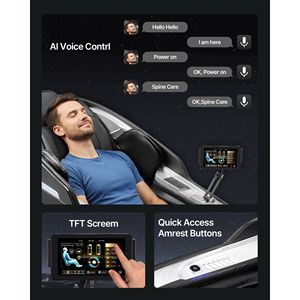Sillón de Masaje de Doble Núcleo 4D+3D de Cuerpo Completo con Control por Voz IA, Reposapiés Extensible y Riel SL Eléctrico TFT para Yoga Profundo - Product Image 6