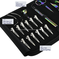 Kit d'outils pour extensions capillaires en acier inoxydable : Pince à micro-perles, Pince à sertir, Crochet de séparation, Aiguille à boucle, Aiguille à coudre 12