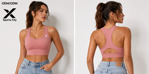 X Sports City Women's Sports <b>Bra</b> Solid Color Scoop Neck Yoga Wear Breathable <b>Stretch</b> Fit Sporty Style OEM ODM Hot Trending Color - Product Image 2