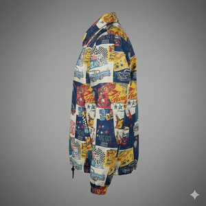 Veste Coach Homme Streetwear Personnalisée avec Logo, Imperméable en Polyester, Coupe-Vent Oversize, Imprimé Graphique Patchwork, Style Hip Hop - Product Image 3