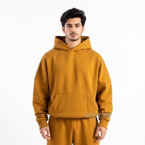 Sweat à capuche personnalisé en molleton de coton 350 GSM, coupe décontractée, épaules tombantes, pour les propriétaires de boutiques, style streetwear - Product Image 3