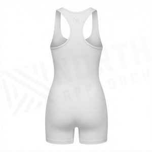 North Approach Seamless Racerback Yoga <b>Bodysuit</b> White High Waist Breathable Quick Dry Sportwear Women's Activewear - Product Image 2