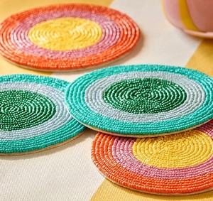 Modern Decorative Embroidery Seed <b>Beaded</b> <b>Coaster</b> Set Luxury Home Accent Table Protection Mats For Hotels Restaurants And Cafes - Product Image 3