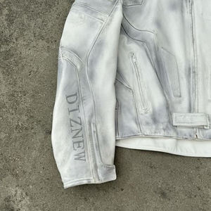 เสื้อแจ็คเก็ตหนังวัวแท้สำหรับผู้ชาย DIZNEW Fashion ออกแบบเองได้ คอตั้ง แจ็คเก็ตมอเตอร์ไซค์แบบเรียบง่ายสำหรับผู้ชาย - Product Image 5