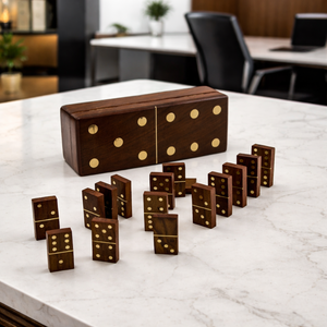 Handmade Indian Rosewood Wooden Dominoes Set with Box Premium Domino <b>Tiles</b> Antique Style Board Game Wholesale - Product Image 4