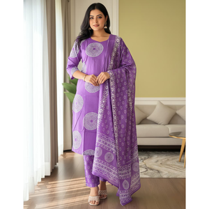 Conjunto de 3 Piezas para Mujer, Ropa Tradicional India de Algodón, Ropa de Fiesta, Lavable, para Todas las Temporadas, Estilo Laxmi, Calidad de Exportación - Product Image 1