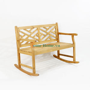 Comehome Banco de jardín de madera para 2 personas, silla de patio para exteriores, respaldo cruzado, color marrón - Product Image 5