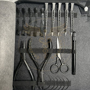 Kit d'outils professionnel pour extensions de cheveux en acier inoxydable de haute qualité, avec pinces micro-anneaux, logo personnalisable, service OEM - Product Image 2