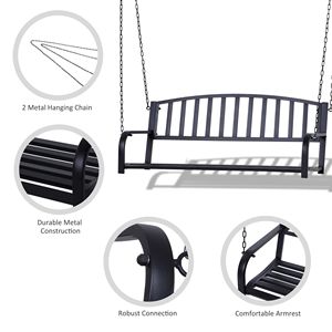 Dondolo da Esterno in Acciaio per 2 Persone, Robusto con Catene, Capacità di Carico 240 kg, Sedia a Dondolo per Patio, Giardino e Terrazza - Product Image 5