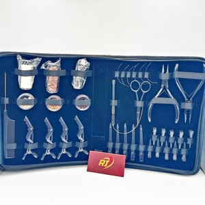 Kit d'outils de pose d'extensions capillaires de haute qualité : ouvre-perles et pinces de fermeture pour extensions à bandes, aiguilles à boucle en acier inoxydable, ciseaux, pinces, fils - Product Image 3