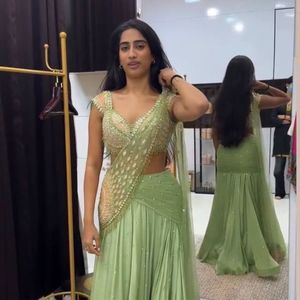 Premium Heavy Silk Ready-to-Wear Lehenga with Embroidery Sequence Butta, Attached <b>Net</b> Pallu & Embroidered Blouse - Product Image 1