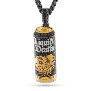 Pendentif Liquid Death Can en argent rhodié noir naturel avec diamant taille brillant 50g, bijou commémoratif unisexe tendance Hip Hop - Product Image 1
