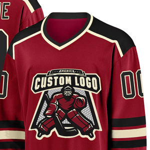 Camisetas de hockey sobre hielo personalizadas con nombre y número del jugador, unisex, duraderas, 100% poliéster, de secado rápido - Product Image 2