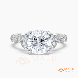 Bague en argent 925 à trois pierres rondes pour femme, style élégant de fiançailles, bijou étincelant, idée cadeau - Product Image 5