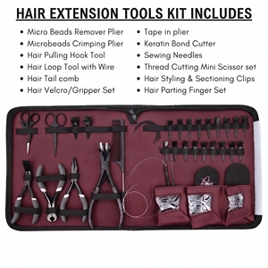 Kit d'outils professionnels pour extensions de cheveux à micro-anneaux, pince à sertir les perles, outil de suppression, outil de pressage pour extensions à bandes, coupe-adhésif, crochet et boucle - Product Image 2