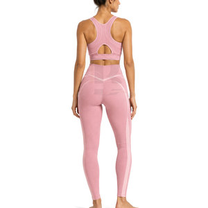 Conjunto de Yoga Moderno para Mujer, Diseño Sólido, Cintura Elástica Delantera, Material Transpirable de Spandex/Poliéster, Cintura Alta, 2 Piezas, Secado Rápido - Product Image 2