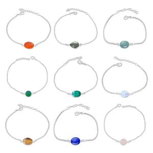 Women's Bohemian Style Geometric Design High Quality Assorted Crystal Handmade Bezel <b>Silver</b> Plated Brass <b>Bangles</b> Multi Color - Product Image 1
