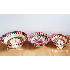 Cesta de hierba Moonj natural multicolor hecha a mano, cesta abierta de hierba Moonj natural de 11 pulgadas, ecológica, duradera, tamaño mini - Product Image 1