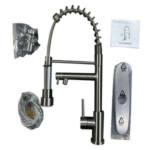 Rubinetto da Cucina Monocomando in Acciaio Inossidabile con Doccetta Estraibile a 2 Funzioni, Collo a Molla Touch, Installazione a Foro Singolo - Product Image 6