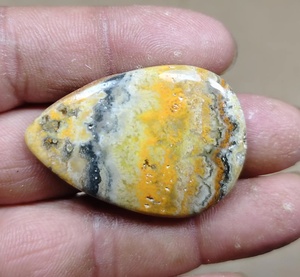 Natural Bumble Bee Jasper Round Brilliant Cut Loose Gemstone Yellow Flat Back <b>Polished</b> Crystal <b>Waxed</b>/Oiled for Jewelry Making - Product Image 4