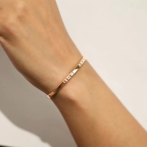 Bracelet en diamant taille émeraude certifié IGI, or jaune, blanc ou rose 14K 18K, bracelet manchette en diamant, cadeau pour femme - Product Image 2