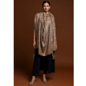 Women's Long <b>Wool</b> Shawl Machine Woven Floral Pattern Multi Color Warm Winter <b>Wrap</b> for Party Use - Product Image 4