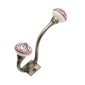 Modern Metal Double Coat Hook with Engraved Brown Pumpkin Ceramic Knobs <b>Wall</b> <b>Mounted</b> Utility Hanger for Entryway - Product Image 3