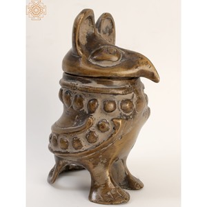 Boîte de rangement décorative hibou en laiton de 4 pouces faite à la main petit article de décoration d'intérieur fabriqué à la main en Inde - Product Image 2