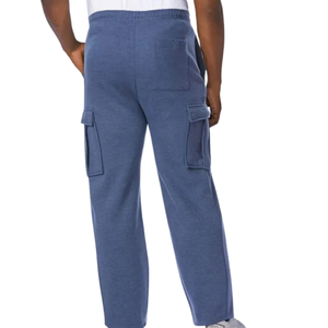 Pantalon cargo en molleton pour homme, coupe droite, taille élastique, jambes droites, pantalon de survêtement décontracté avec plusieurs poches, confortable pour un usage quotidien - Product Image 2