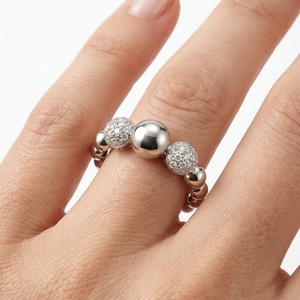 Bague classique en or massif 18 carats avec perles et diamants pavés, pour le marché du Canada et d'Europe, bijoux personnalisés, faible MOQ - Product Image 4