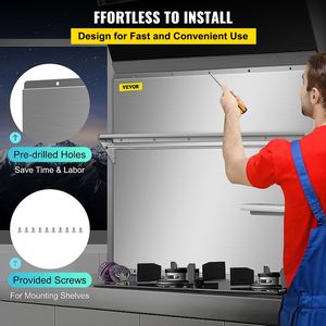 Pannello Paraspruzzi in Acciaio Inossidabile 36 x 29,5 Pollici, Protezione Murale Argento per Cappa da Cucina e Stoccaggio - Product Image 4