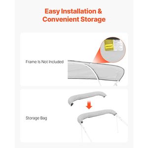 Tendalino Bimini per Barca a 4 Archi in Poliestere 600D, Impermeabile, Protezione Solare, con Borsa per il Trasporto, Copertura Premium per Barca, Design Reversibile - Product Image 6