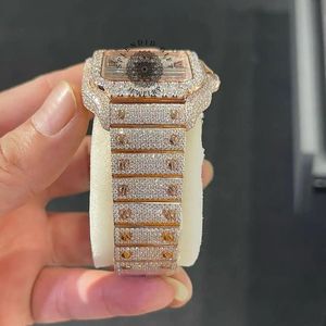 Reloj de Lujo con Moissanita, Correa de Plata con Moissanita de 15 mm, Cierre Oculto, Cuarzo Analógico, Cristal de Zafiro, Movimiento ETA, Resistente al Agua 10 m - Product Image 3