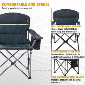 Chaise de camping pliable portable avec porte-gobelets, chaise rembourrée surdimensionnée pour les activités de plein air - Product Image 6