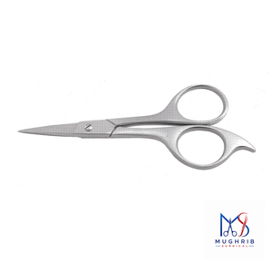 Moustache <b>Scissors</b> Large Loops Matte with Finger Rest <b>Left</b>-<b>Handed</b> Durable Stainless Steel Straight Blade Size 12cm Custom Logo - Product Image 5