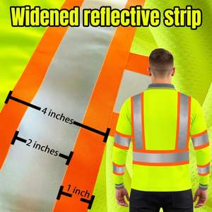 เสื้อโปโลแขนยาวสะท้อนแสงสำหรับทำงาน ปรับแต่งโลโก้ได้ เสื้อความปลอดภัยมองเห็นได้ชัดเจน มีกระเป๋าสำหรับชุดทำงาน - Product Image 2