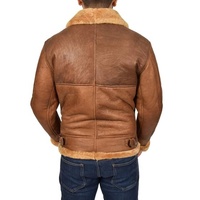 Blouson aviateur mode hiver avec col en fourrure de mouton chaud style vintage original pour homme