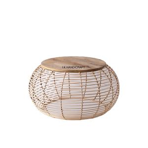 Mesa auxiliar de metal de ratán de madera de granja Bohemia moderna, etiqueta privada personalizada, precio bajo, mesa de centro de uso doméstico directo de India - Product Image 1