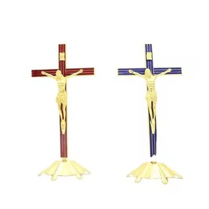 Traditional Antique Finish Silver Metal Wall Hanging Crucifix <b>Wooden</b> Cross Indoor Decor Living Room Church Use Christmas/Easter - Product Image 2