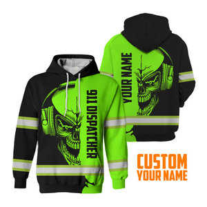 Sudadera con Capucha Reflectante de Alta Visibilidad con Diseño de Calavera Personalizada, Ropa de Trabajo de Seguridad, Sudadera con Capucha Forrada de Forro Polar de Alta Visibilidad - Product Image 2