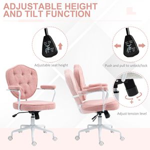 Sedia da Ufficio Ergonomica Girevole in Nylon Rosa con Pannelli Trapuntati in Pile Teddy Bear per Dirigenti - Product Image 5