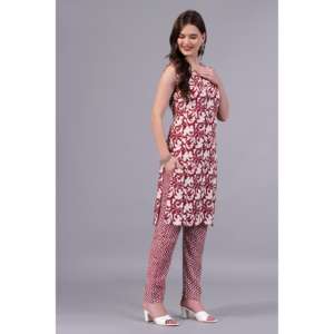 Aarti Fashion Women's Red & White Sleeveless Cotton Salwar kurti Digital Print Summer Ethnic <b>Indian</b> <b>Pakistani</b> <b>Clothing</b> - Product Image 3