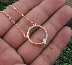 Luxury Rose Gold Plated <b>Ring</b> Necklace for <b>Women</b> Fancy CZ Pendant Necklace <b>Set</b> For Woman Wholesale High Quali - Product Image 4
