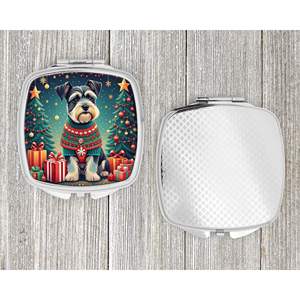 Women and Girls' Compact <b>Travel</b> Makeup <b>Mirror</b> Schnauzer Christmas Decorative Folding Handheld Pocket <b>Mirror</b> Gift - Product Image 4