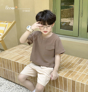 Conjunto de 2 Piezas de la Mejor Calidad para Niños Pequeños, Camiseta y Pantalones Cortos Transpirables de Estilo Casual Urbano, Ropa de Algodón para Niños Pequeños - Product Image 2