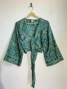 Vestido de seda para mujer, Blusa de seda con volantes para mujer, Top de seda, Camisa de seda, Vestido estampado de seda, Blusa estilo occidental, Blusa de playa - Product Image 1
