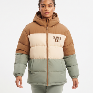 Veste matelassée imperméable à capuche pour femme, manteau d'hiver d'extérieur, fermeture éclair intégrale, en toile, chaud et isolé, longueur standard, vente en gros - Product Image 6